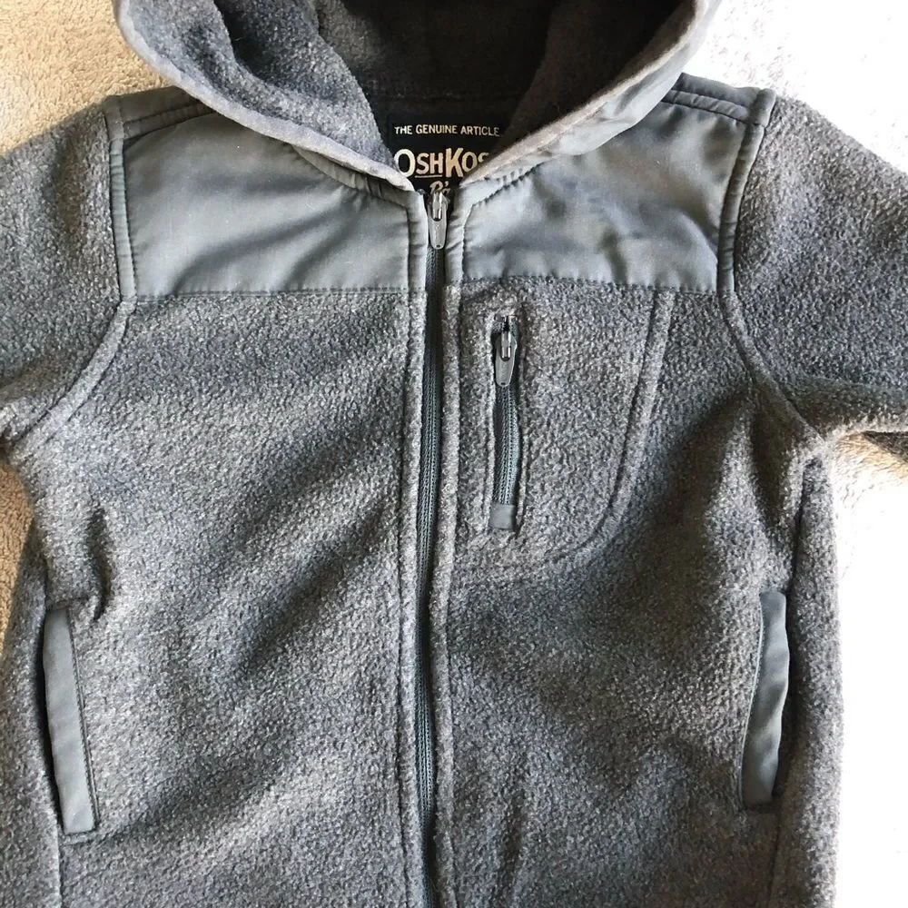 Osh Kosh Gray Hooded Fleece Zip Jacket